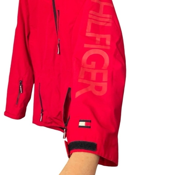 Tommy Hilfiger Red Jacket - missing inner jacket. Size Large-Several zip pockets - Picture 10 of 15